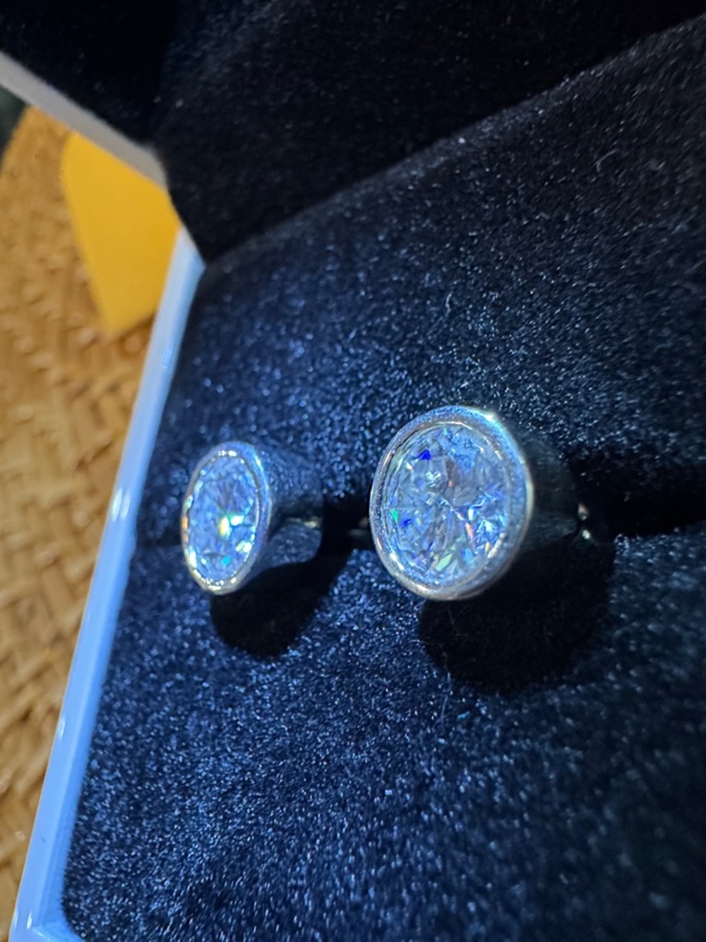 Moissanite 925 Sterling Silver Bezel Stud Earrings - Picture 9 of 13